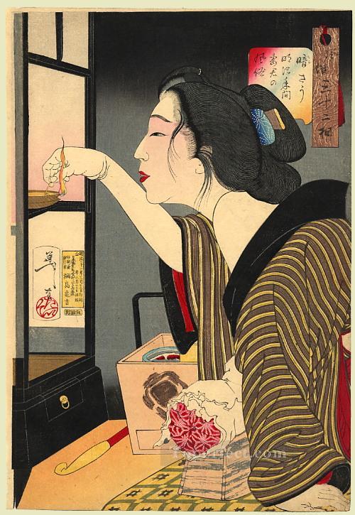 looking dark the appearance of a wife during the meiji era Tsukioka Yoshitoshi beautiful women Oil Paintings